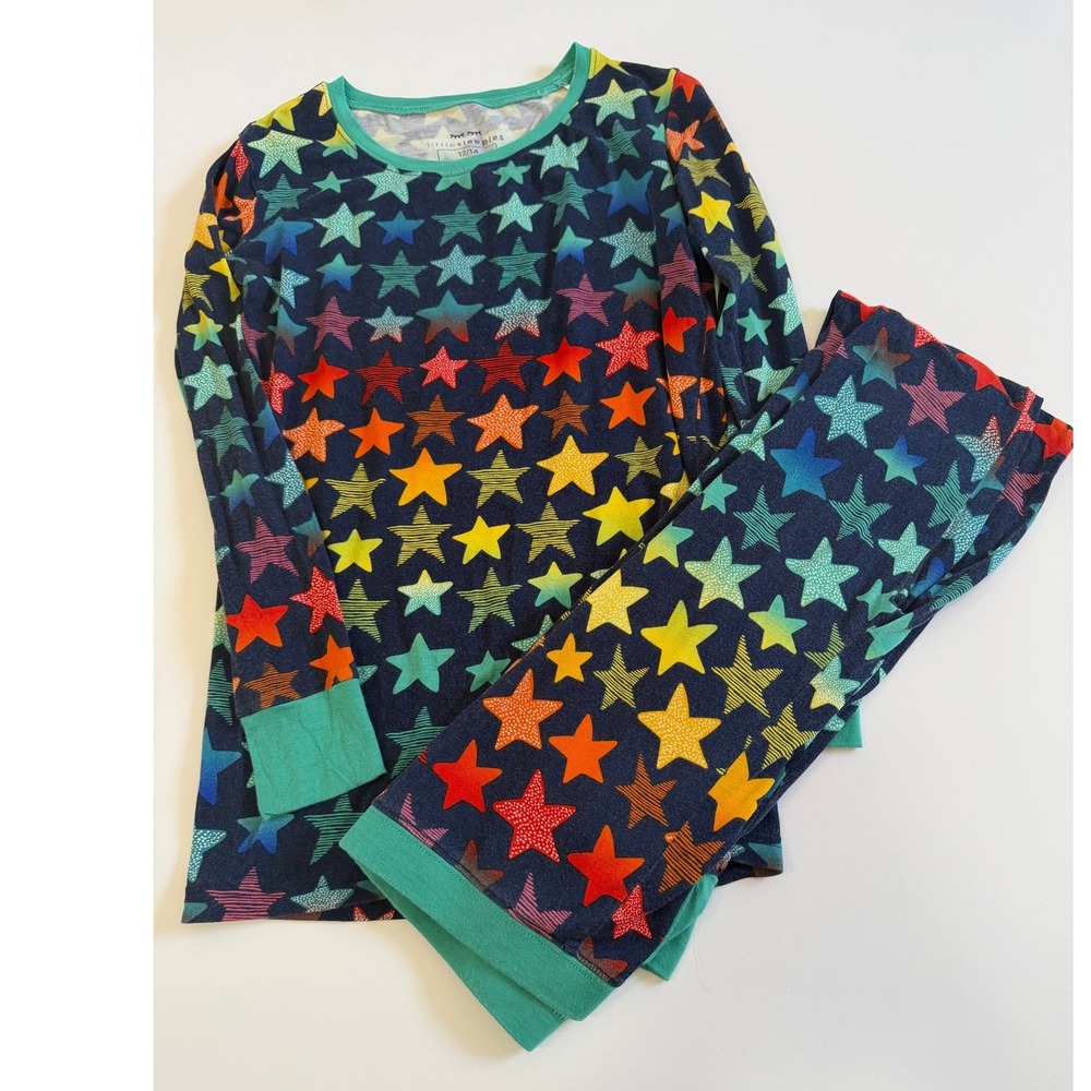 Little Sleepies Rainbow Stars Bamboo Pajama Set Kids 12/14
